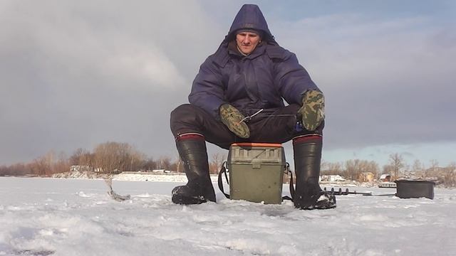 Окунь на "гондурас" в устье реки Сок. Рыбалка в Самаре. Ice fishing for perch. смотреть онлайн