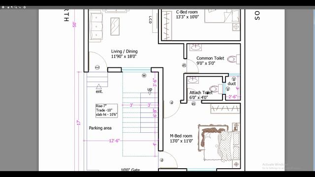 27' x 50' West Face ( 3 BHK ) House Plan Explain In Hindi смотреть онлайн