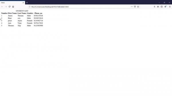 Animated HTML Table |  CSS  | 10 min