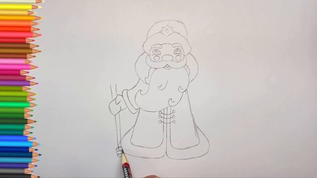 Как нарисовать Деда Мороза легко смотреть онлайн