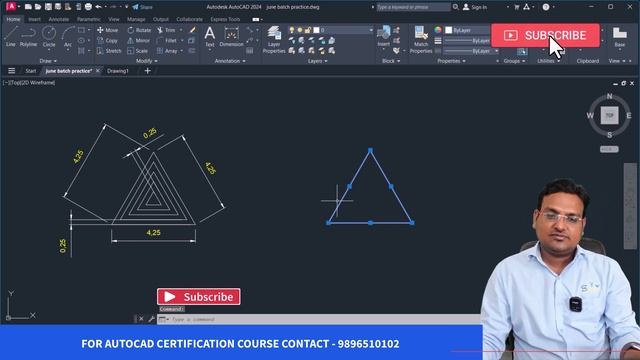 Autocad 2024 - autocad excercise 4 - TRICKY DRAWING IN 20 SEC - practise excercise - 4 смотреть онлайн