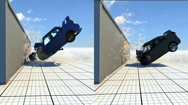 BeamNG crash test Mitsubishi Evo X vs Subaru WRX STI смотреть онлайн