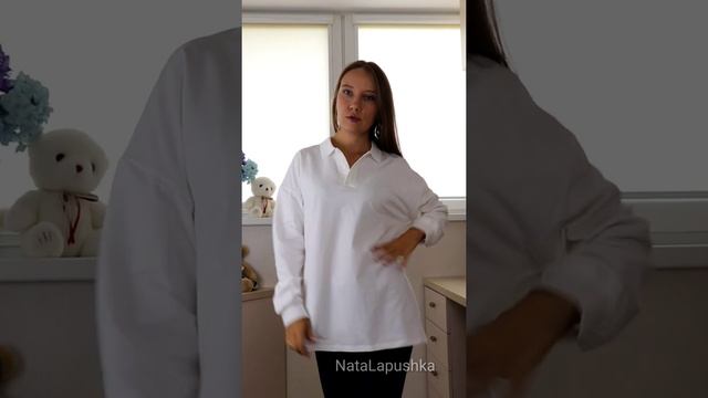 Широкая белая женская рубашка-поло свободного кроя с AliExpress + видео с примеркой. смотреть онлайн