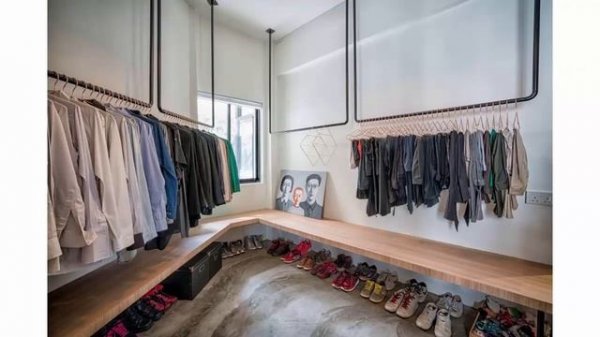 Гардеробная в стиле лофт Dressing room in loft style Идеи хранение вещей в интерьере Storage Ideas