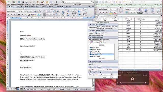Mail Merge with Microsoft Word and Excel in MacBook Air смотреть онлайн