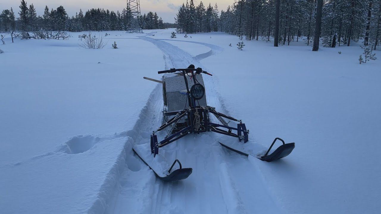 Снег 70см/ Едет или нет/ мотобуксировщик с лыжный модулем смотреть онлайн