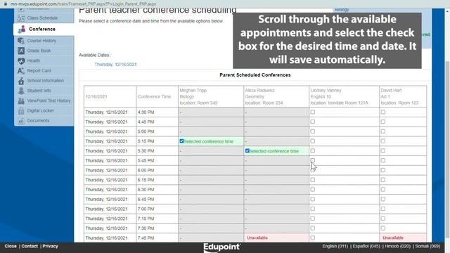 Scheduling conferences in ParentVUE смотреть онлайн