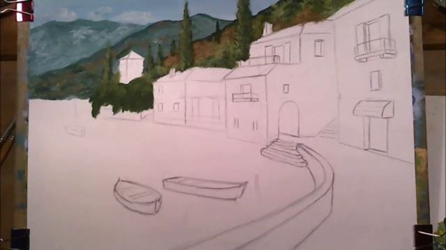 Прибрежный городок. Гуашь. Часть 1 смотреть онлайн