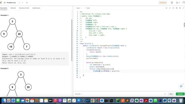 BFS -4 - Easy - Binary Tree Average Level order traversal - Java смотреть онлайн