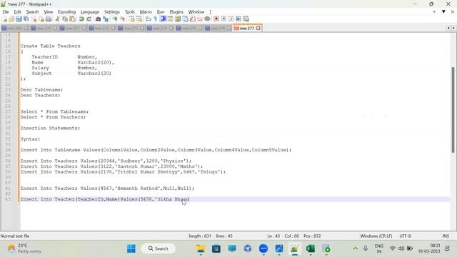 Oracle SQL & PLSQL (Demo Day - 4 ) | Creation & Insertion of Tables | Live With Our Students смотреть онлайн