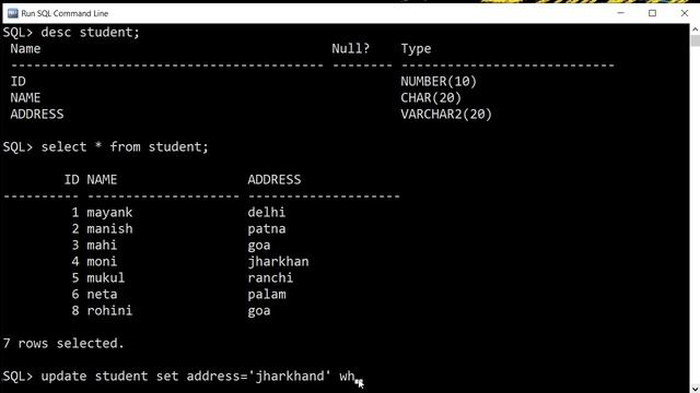Update Command (DML) in SQL Oracle смотреть онлайн