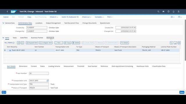 SAP Yard Logistics For S/4HANA - Outbound – Pickup Of Container