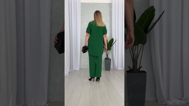 Брючный Костюм из жатки в размерах 50-58 смотреть онлайн