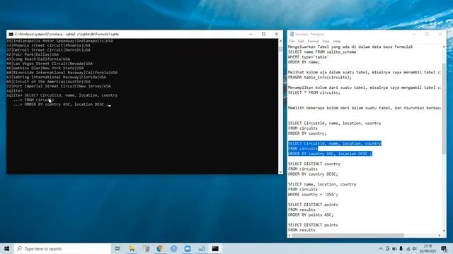 Simulasi : Pengolahan data base dengan sqlite3 di Command Prompt смотреть онлайн