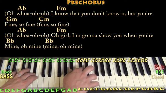 Treasure (Bruno Mars) Piano Cover Lesson in Eb with Chords/Lyrics смотреть онлайн
