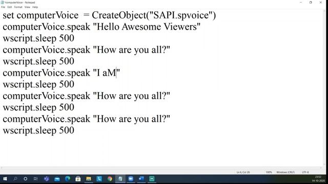 VBSCRIPT | MAKE YOUR COMPUTER TALK | CHANGE THE VOICE GENDER |TEXT TO SPEECH | SAPI.SPVOICE смотреть онлайн