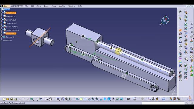 Slider crank - CATIA Tutorial (assembly, simulation) - PART 2 смотреть онлайн