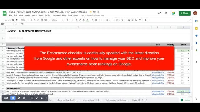 Hobo Premium SEO Checklist with OpenAi (ChatGPT) Helper in Google Sheets смотреть онлайн