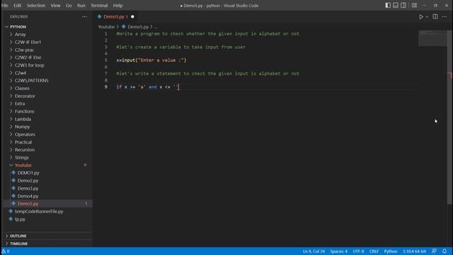 Write a Python Program To Check The Given Input Is Alphabet Or Not ? | Python Interview Questions смотреть онлайн