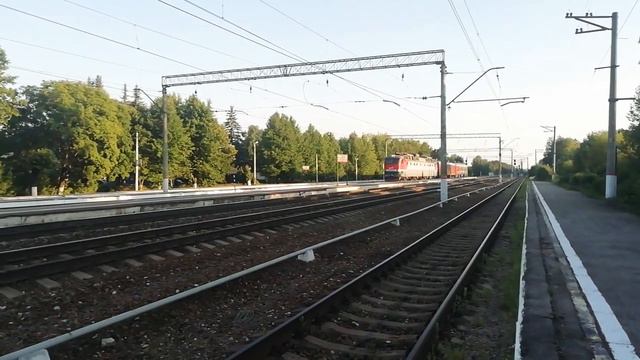 Чс7 262 с вагоном дефектоскопом и магистральным комплексом, Станция КАЛУГА 2 смотреть онлайн
