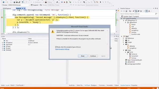 Access Denied error with multiple MessageDialogs in WinJS (György Balássy) смотреть онлайн