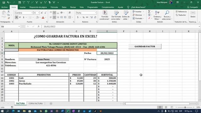 GUARDAR FACTURA EN EXCEL Aprende Hacer la macro, el boton, poner mensaje, quitar parpadeo DESCARGAL смотреть онлайн