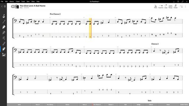 Bon Jovi - You Give Love A Bad Name (Play Along Bass Tabs) смотреть онлайн