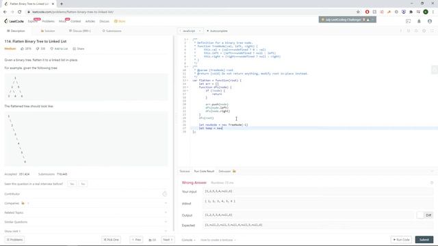 LeetCode 114: Flatten Binary Tree to Linked List смотреть онлайн