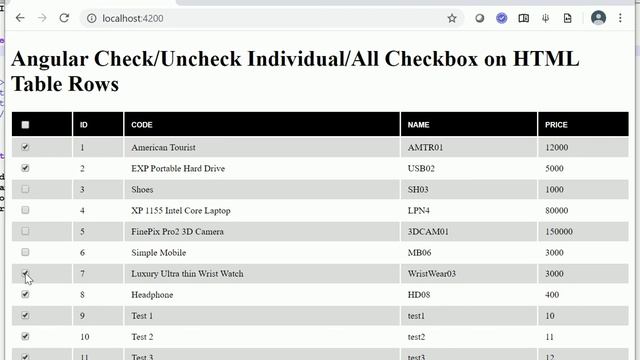 Angular Check/Uncheck Individual/All Checkbox on HTML Table Rows смотреть онлайн