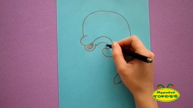 Как просто НАРИСОВАТЬ ДЕЛЬФИНА/Draw a dolphin смотреть онлайн