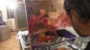 Букет на пианино, натюрморт, Художник Игорь Сахаров   полный видео урок для начинающих