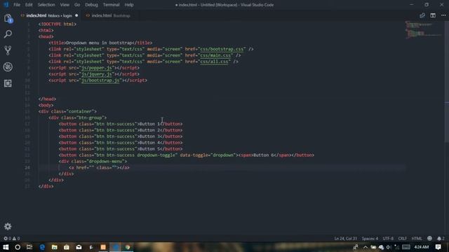 Creating a button group and Dropdown button in Bootstrap. смотреть онлайн