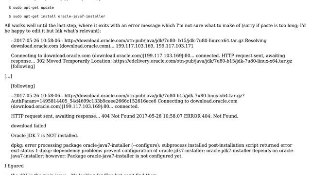 Installing Oracle JDK 1.7 -- 404 error смотреть онлайн