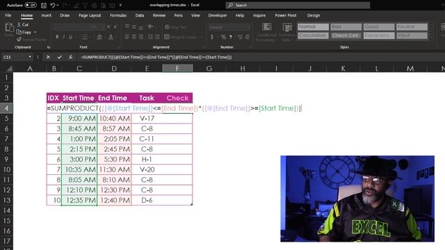 Identify Overlapping Times with Excel's SUMPRODUCT & Conditional Formatting смотреть онлайн