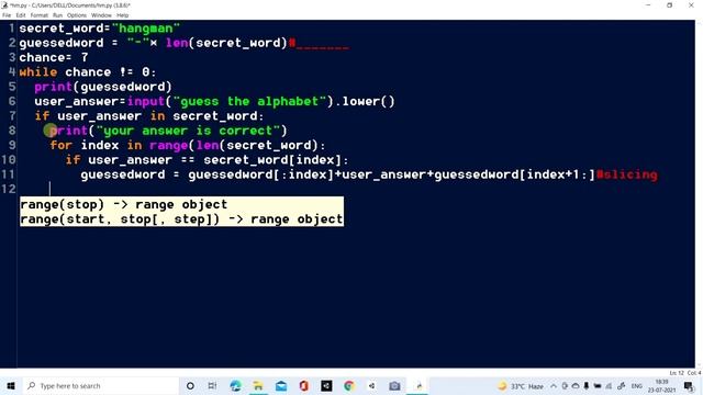 Hangman Part-1 Python Tutorial by Aanya Antil on AKS Kalam Se смотреть онлайн