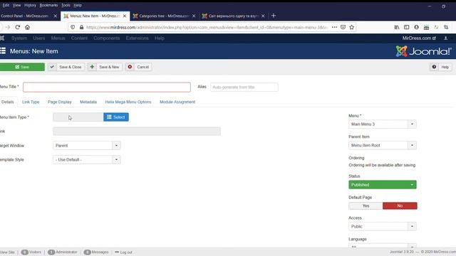 создаем меню (категории) очень быстро на joomshoping смотреть онлайн