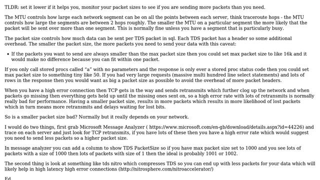 Databases: Will matching SQL Server network packet size to mtu increase performance (2 Solutions!!) смотреть онлайн