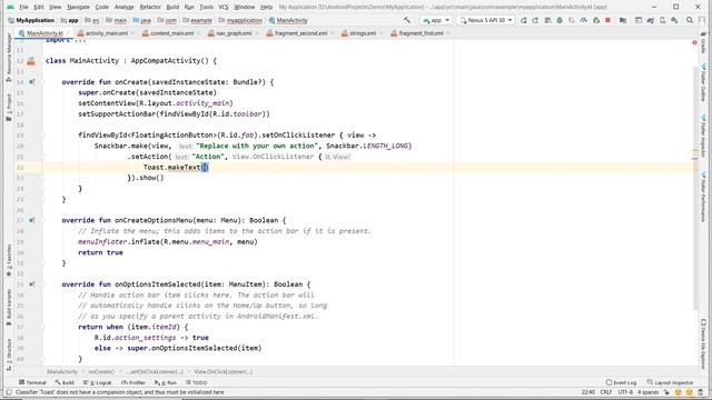 Explored Android Studio Project template named Basic Activity смотреть онлайн