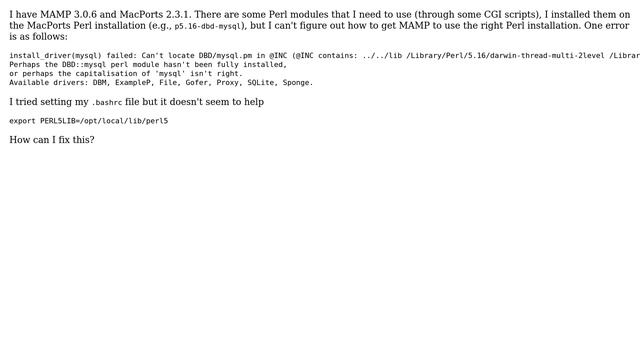 How do I use MacPorts' Perl installation with MAMP? смотреть онлайн