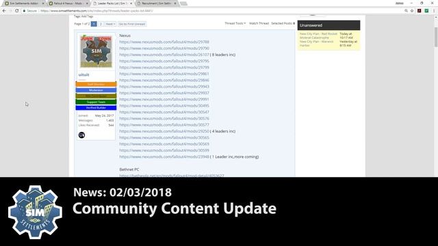 Sim Settlements: News - Community Content Update смотреть онлайн