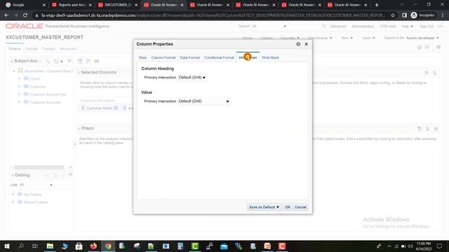 Oracle Fusion Shift Action Link from one column to another column смотреть онлайн