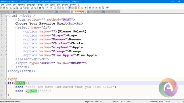 PHP Program || Display Selected Item || List Box Combo Box, select Box смотреть онлайн