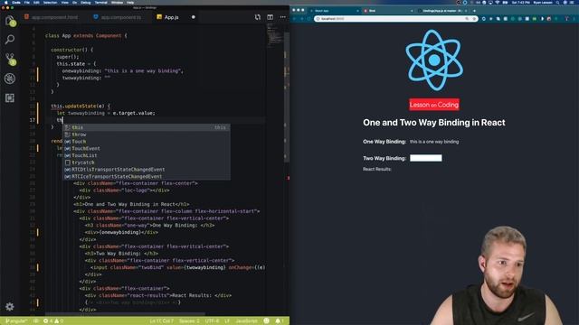 One and Two Way Bindings in React and Angular! смотреть онлайн