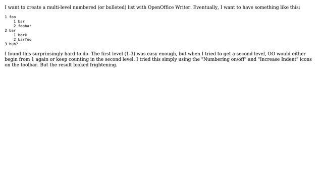How do I create a multi-level numbered list with OpenOffice Writer? смотреть онлайн