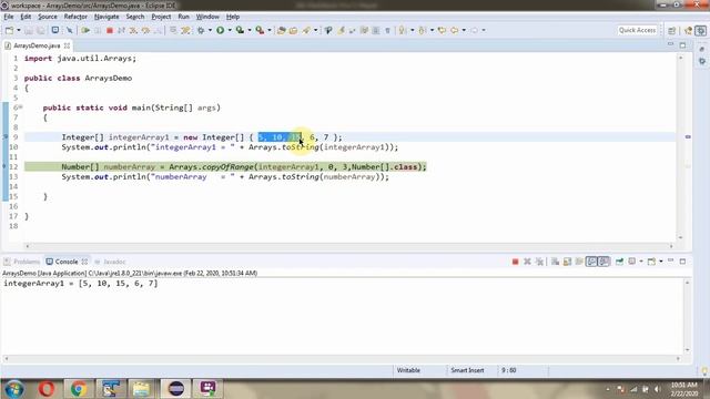 How to use copyOfRange(U[] original, int from, int to, Class newType) method of Java.util.Arrays? смотреть онлайн