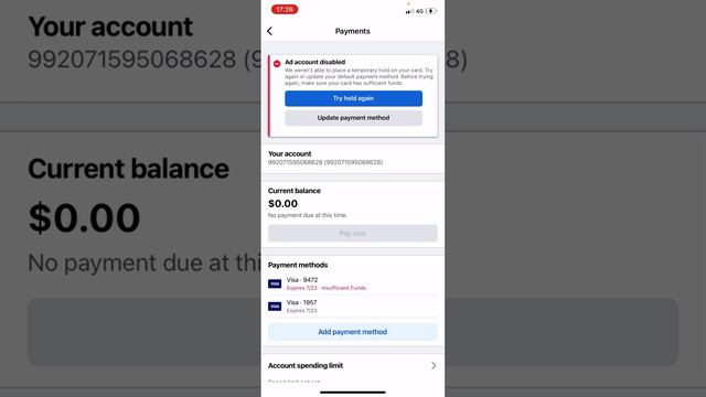 Facebook And Instagram Ad Account Disabled Temporary Hold On Your Card Issue- How To Solve It