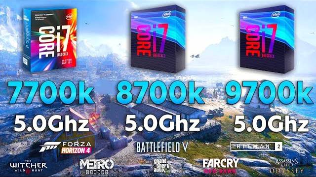 I7 7700k Vs I7 8700k Vs I7 9700k Test In 8 Games