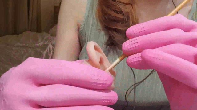 ASMR 친구야, 고무장갑 끼고 귀청소 해줄게💕/ With Brush / Ear Cleaning With Pink Rubber Gloves