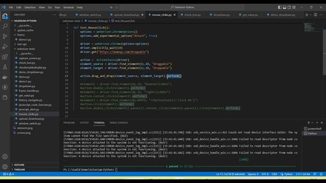 Tutorials 20 || Action Chain Part 2 || Drag and drop || selenium python смотреть онлайн