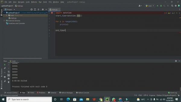 how to find the execution time of python program | finding execution time for pycharm